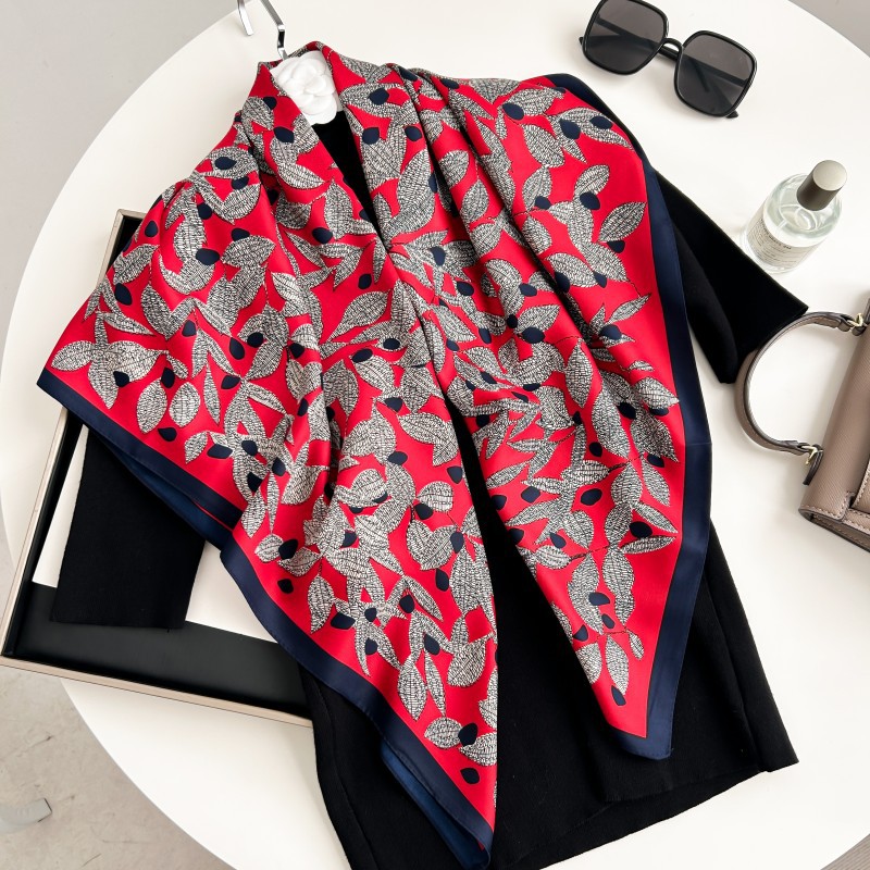 Silk Scarf Square - 90cm 정사각형 스카프 고품질 반다나 여성용
