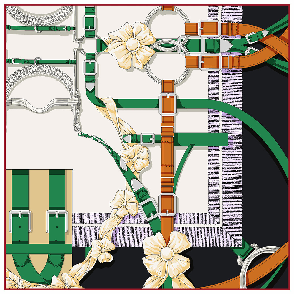 Silk Scarf Square - 90cm 새로운 디자인 벨트 능 직물