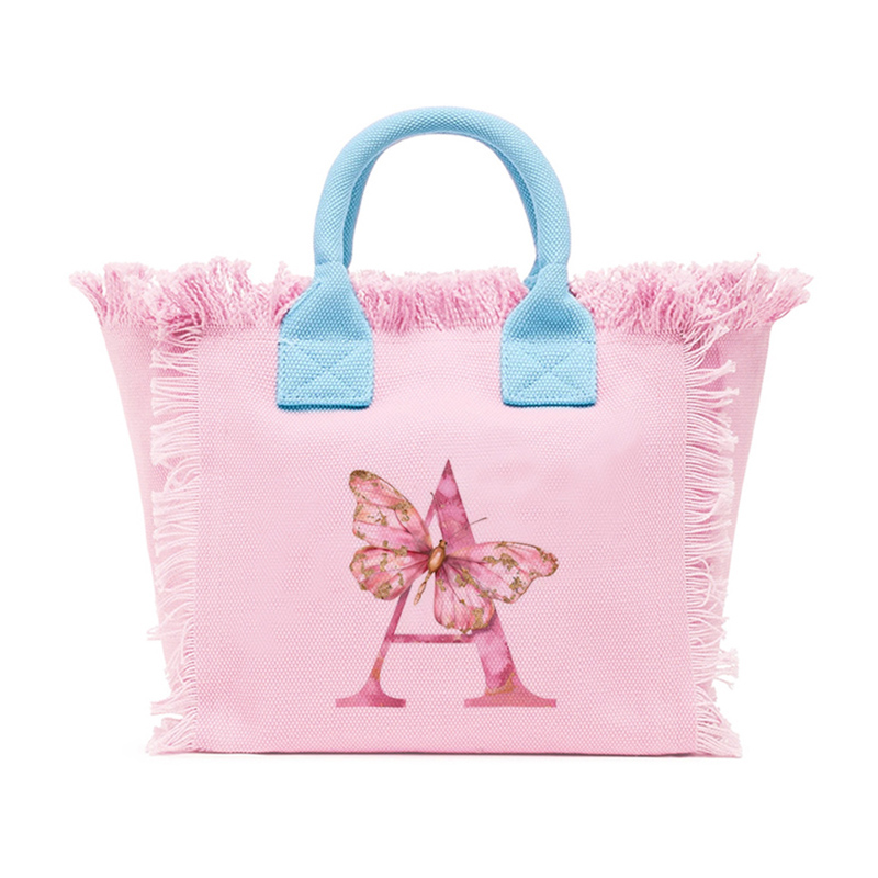 Women'S Accessories Handbags - 비치백 핑크 커스텀 레터 프린지 토트백