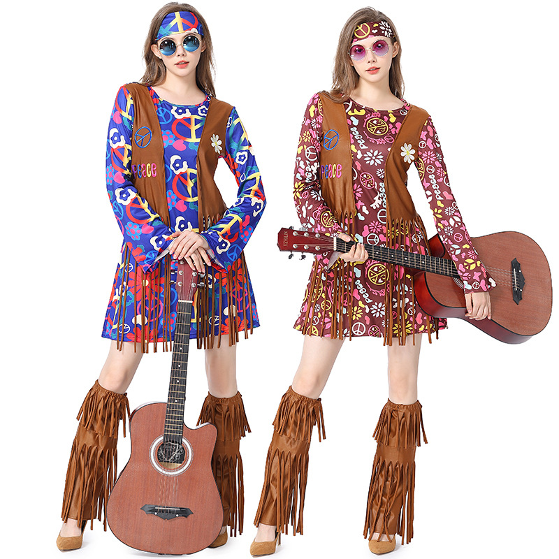 할로윈 디스코 드레스 70년대 60년대 히피 코스프레  - Women'S Accessories In The 60S 리뷰 및 가격