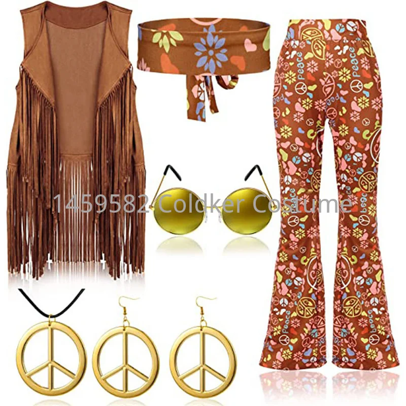 히피 의상 여성 평화 사랑 소녀 파티 60년대 70년대 - Women'S Accessories In The 60S 리뷰 및 가격