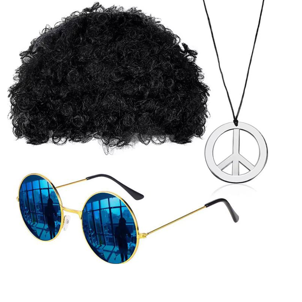히피 60년대 액세서리 세트 가발 선글라스 목걸이 70 - Women'S Accessories In The 60S 리뷰 및 가격