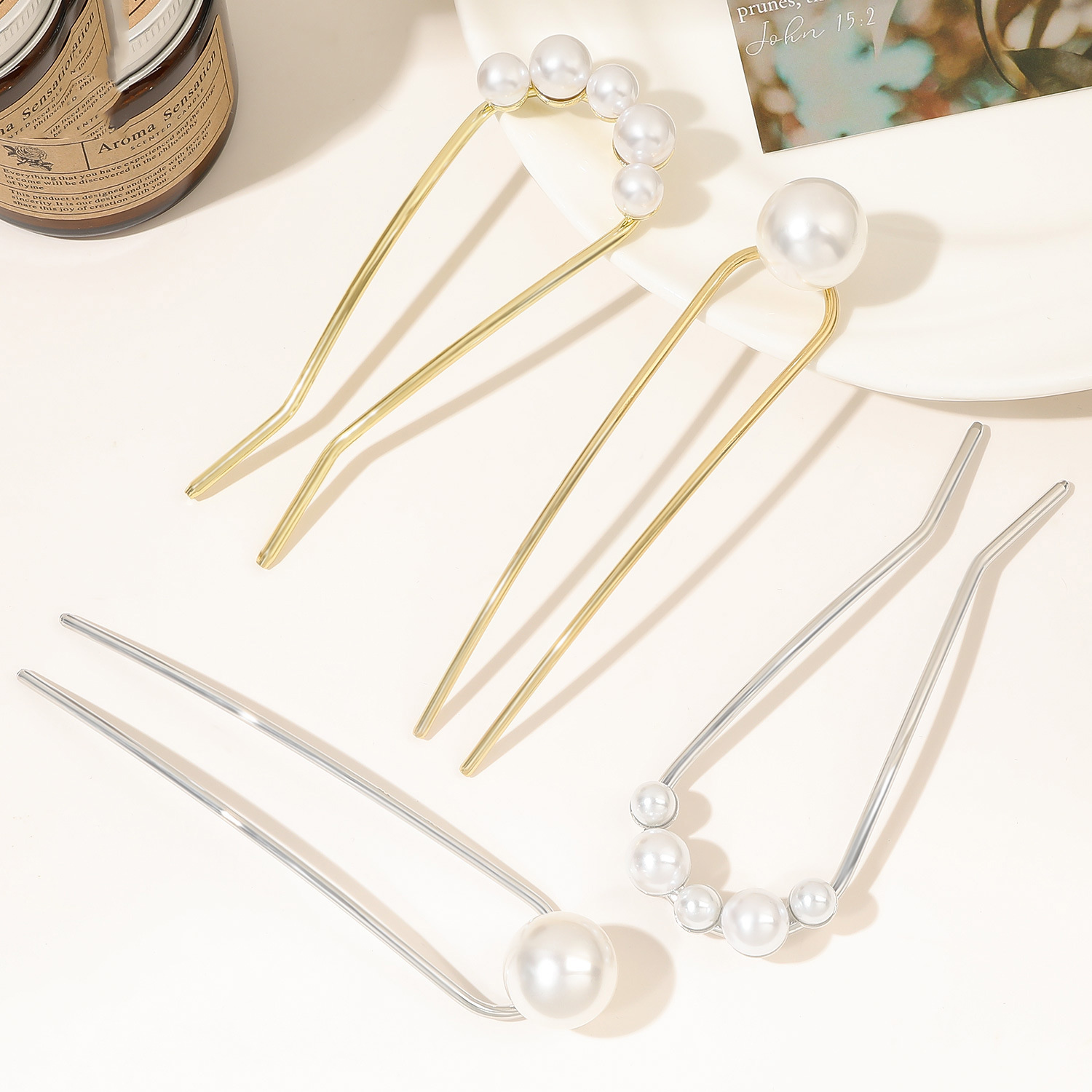 새로운 메탈 빈티지 U자형 헤어핀 진주 헤어 스틱 롱  - Women Accessories Trending 리뷰 및 가격