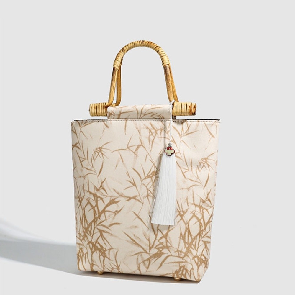 캔버스 자카드 토트백 대나무 손잡이 대용량 중국풍 핸드 - Women'S Accessories Handbags 리뷰 및 가격
