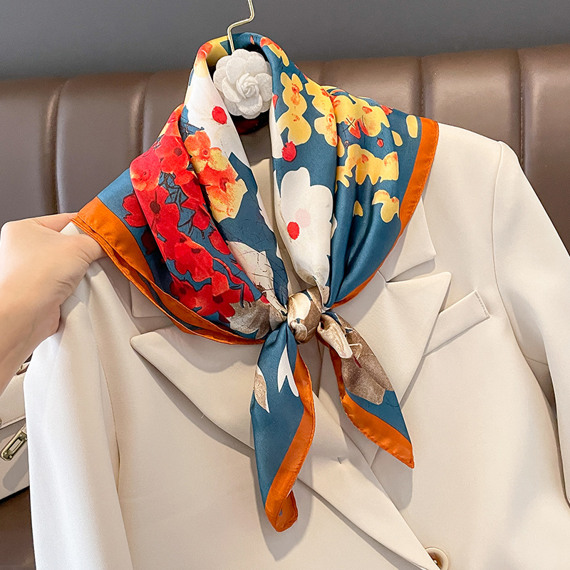 70x70cm 여성을위한 실크 스카프 스퀘어 패션 꽃  - Silk Scarf Square 리뷰 및 가격