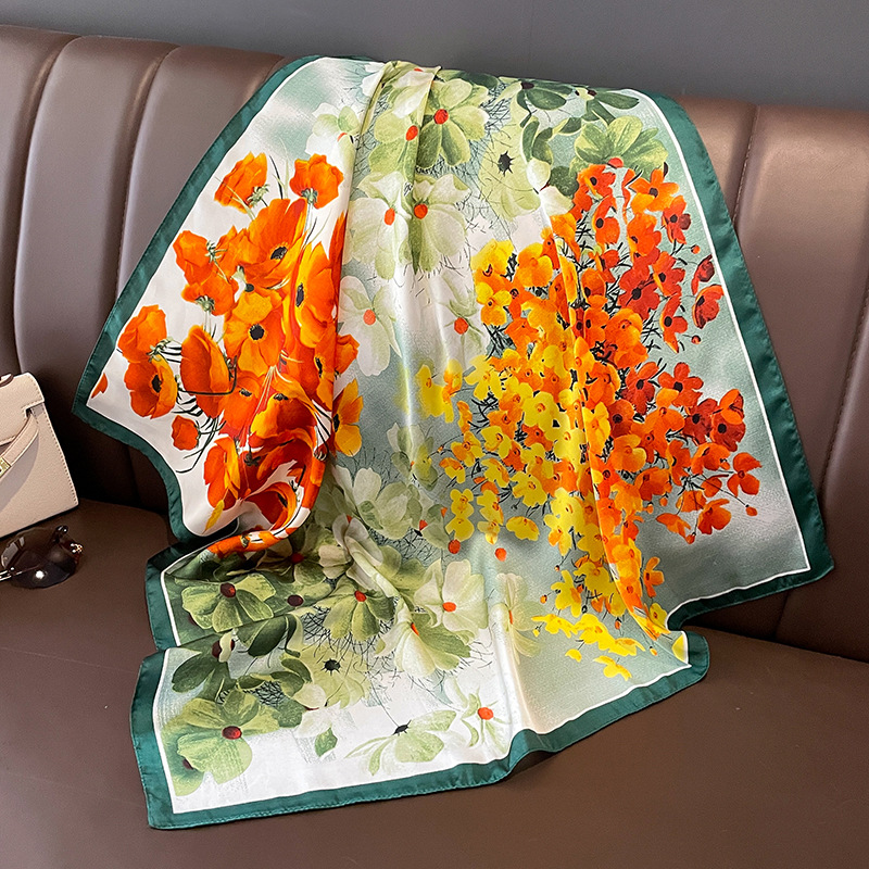 70x70cm 여성을위한 실크 스카프 스퀘어 패션 꽃  - Silk Scarf Square 리뷰 및 가격