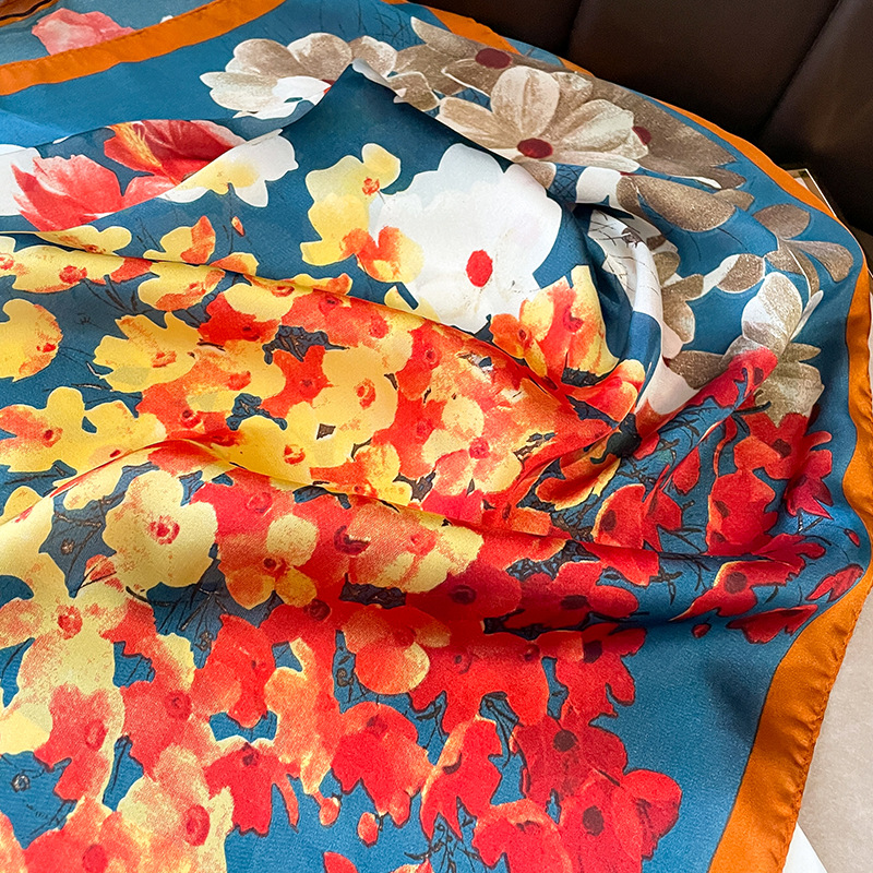 70x70cm 여성을위한 실크 스카프 스퀘어 패션 꽃  - Silk Scarf Square 리뷰 및 가격