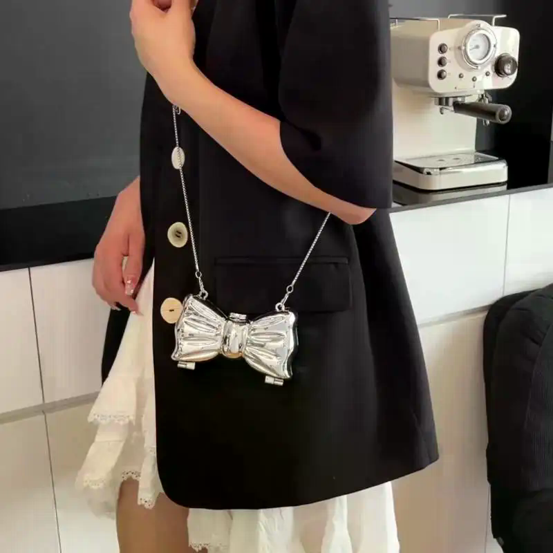 럭셔리 패션 메탈 미니 핸드백, 활 모양 잠금장치, 장 - Women'S Accessories Handbags 리뷰 및 가격