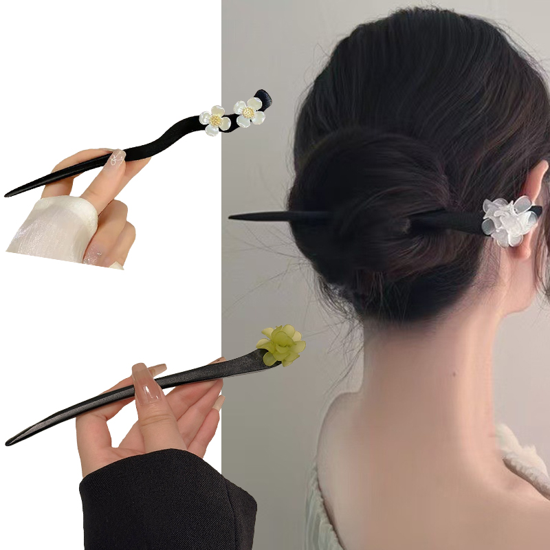 빈티지 중국 스타일 나무 꽃 머리 스틱 여성을위한 진주 - Women Accessories Trending 리뷰 및 가격