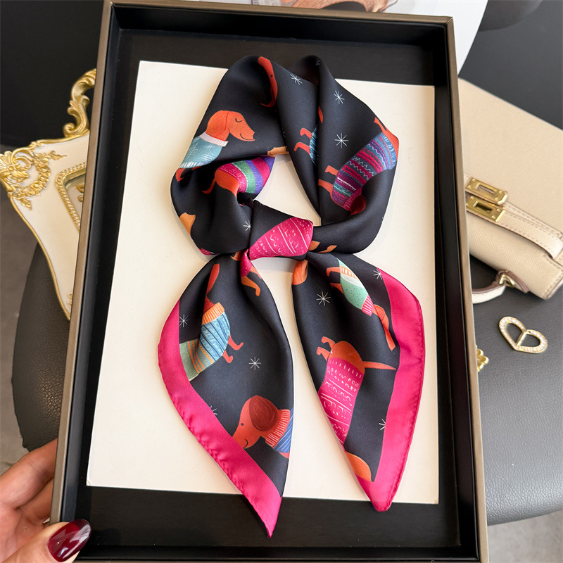 패션 위너 도그 프린트 반다나 스카프 여성 우아한 실크 - Silk Scarf Square 리뷰 및 가격
