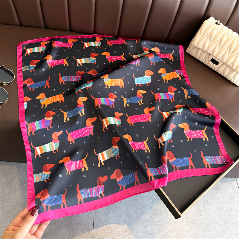 패션 위너 도그 프린트 반다나 스카프 여성 우아한 실크 - Silk Scarf Square 리뷰 및 가격