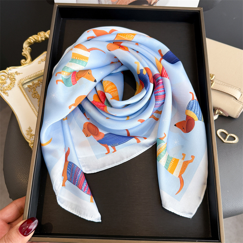 패션 위너 도그 프린트 반다나 스카프 여성 우아한 실크 - Silk Scarf Square 리뷰 및 가격