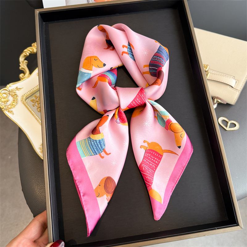 패션 위너 도그 프린트 반다나 스카프 여성 우아한 실크 - Silk Scarf Square 리뷰 및 가격