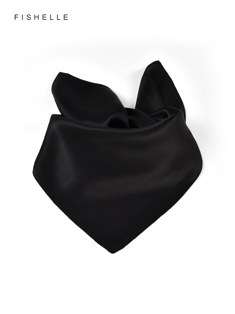 솔리드 컬러 블랙 순수 실크 스카프 머리 스카프 손수건 - Silk Scarf Square 리뷰 및 가격