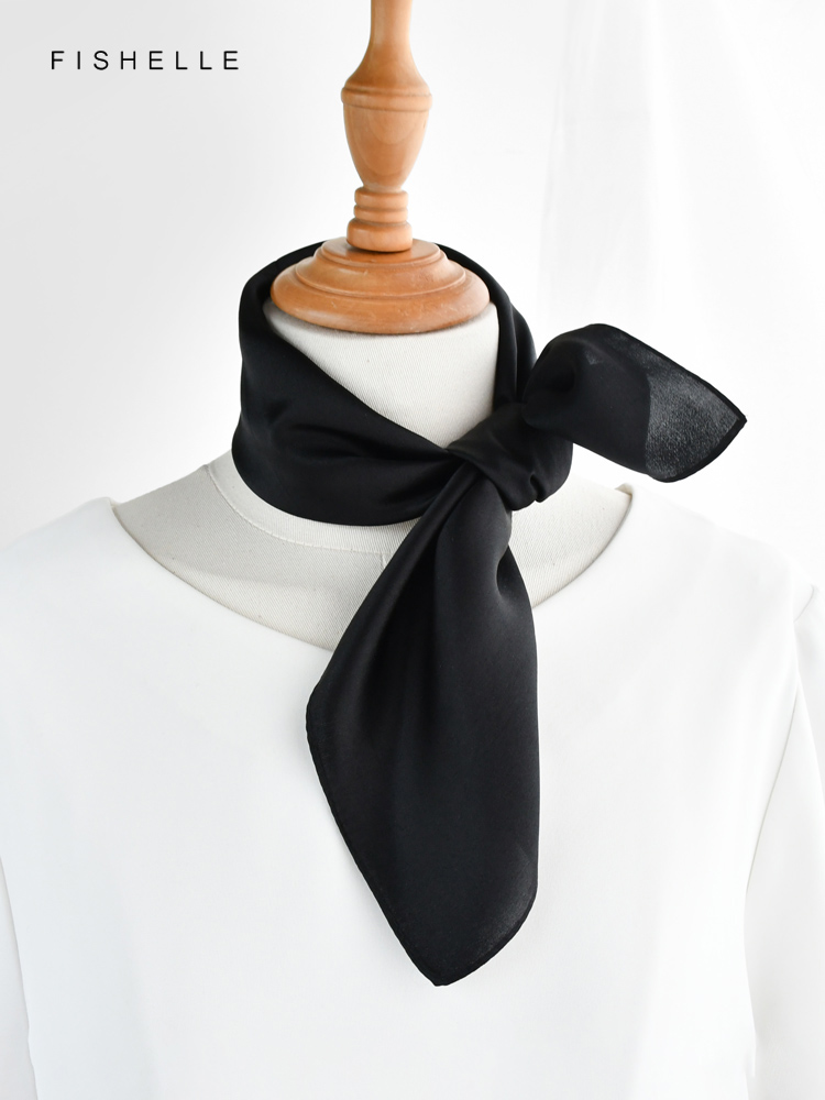 솔리드 컬러 블랙 순수 실크 스카프 머리 스카프 손수건 - Silk Scarf Square 리뷰 및 가격