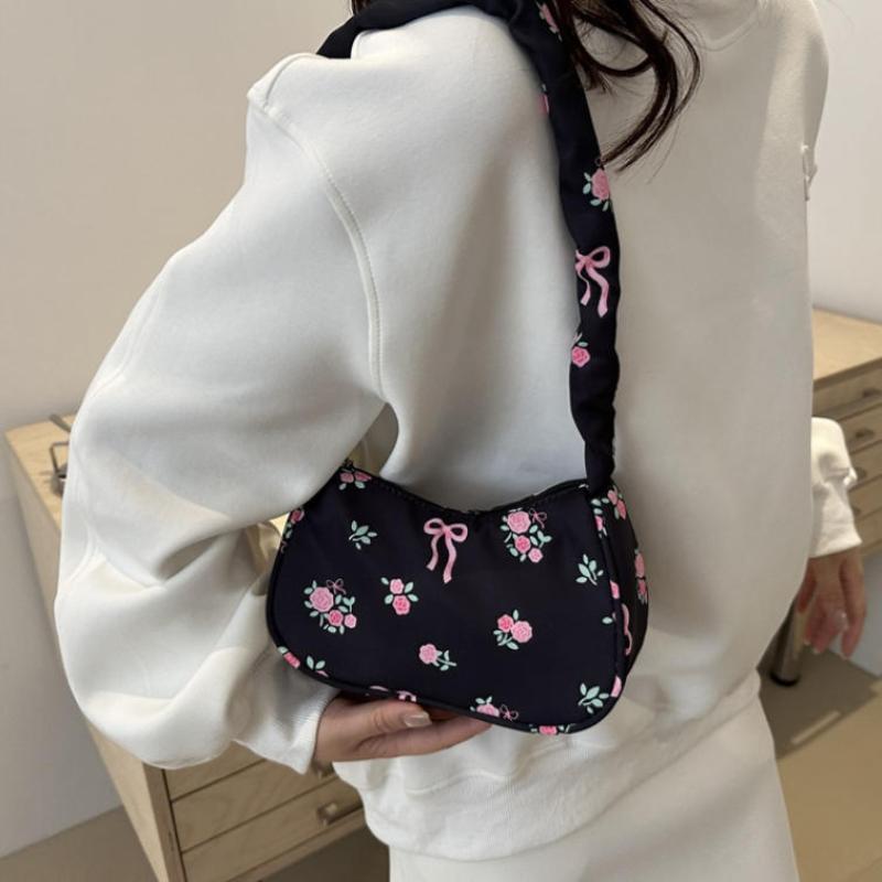 귀여운 꽃무늬 리본 프린트가 있는 한국 캔버스 숄더백  - Women'S Accessories Handbags 리뷰 및 가격